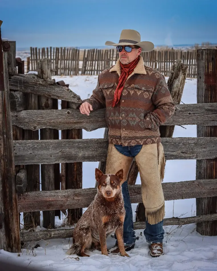 Montana Co. Men's Sherpa- Lined Southwestern/Aztec Jacket.M-25220