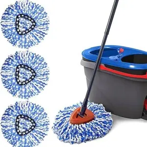 Rotating Mop Replacement Head, Ultrafine Fiber Thick Style, Dual Bucket System Triangle Mop 360° Rotation Design, & Easy to Replace