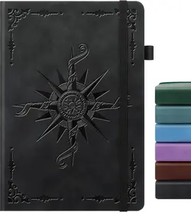 Lined Journal Notebook, A5 200 Pages Leather Journals For Writing Women & Men Travel,business,work & School,college Ruled Notebooks Hardcover Journaling Notebooks Daily Diary, 5.7'' X 8.3''-Black