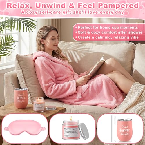 Mother's Day Gifts 11 Pcs Spa Gift Basket Self Care Set with Hooded Bathrobe Relaxing Bath Gift Set Pampering Spa Gifts for Mom Wife Grandma, Birthday Get Well Soon Thinking of You Stress Relief Care Package