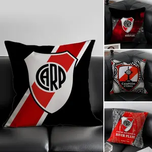 soccer game 2026 World Cup River Plate Pillow Case Anti-dustmite Pillowcase  Sofa Cushion Cover with Invisible Zipper Silky Short Plush Polyester Microfiber Fabric White Available in Standard Queen King Sizes for Home Bed Use
