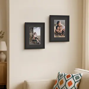 Americanflat Picture Frame | Black Mat and White Trim | Classic Molding