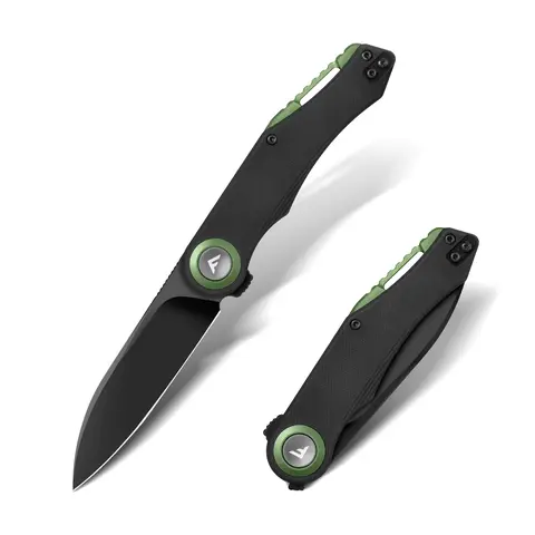 #toolupgrade FLISSA Button Lock Folding Knife, 3.1" D2 Steel Blade EDC Pocket Knife with G10 Handle, Flipper, Belt Clip, Bearings for Outdoor Camping, Hiking, Fishing, Hunting, Gift for Men & Women