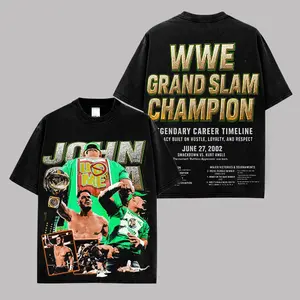 John Cena Grand Slam Champion Vintage Graphic Tee, WWE Cenation Legend Shirt, Hustle Loyalty Respect T-Shirt, Retro Wrestling Streetwear Unisex Tee, Gift For WWE Fans