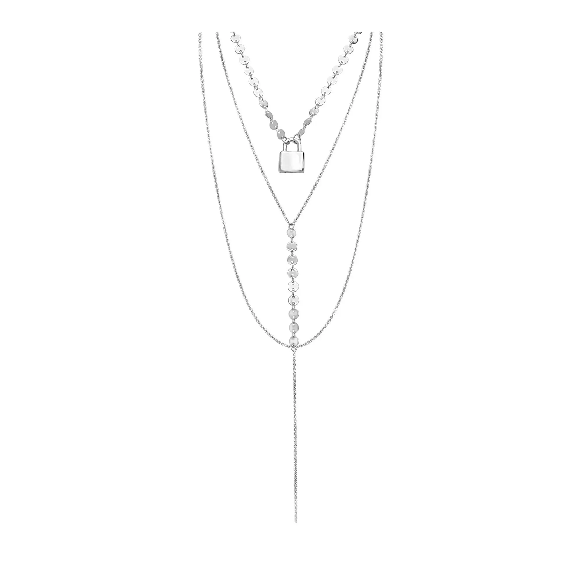 Steel by Design Layered Lock Station Necklace