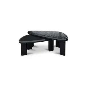 Sophie Outdoor Nesting Table Set Charcoal Lacquer
