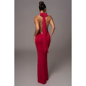 Red Golden Evening Maxi Gown