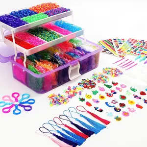 15000+ Rubber Loom Bands, Mega Rubber Bands Bracelet Kit,Loom Bracelet Making Kit with 3 Layer Container,30 Colors,380 Beads,30 Charms,Clips, Hooks Tools for DIY Art Christmas Holiday