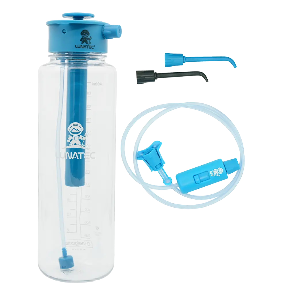 LUNATEC 1500ml Mist, Shower & Hydration Spray Bottle Kit with tube extension and bidet & water flosser precision tips.