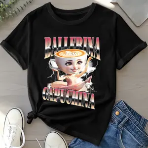 Cappuccina Ballerina Shirts, Italian Brainrot Shirt, Bootleg Rap Tee, Cappuccino Meme TShirt, Weird Funny Shirt, Trending Tee 25522