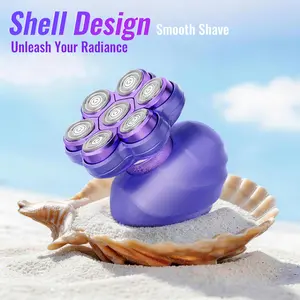 Flyant Purple 7D Floating Body Electric Shaver for Women, Rechargeable Electric Razors, IPX7 Waterproof Wet Dry biknini trimmer, electric head shaver, Lady Hair Remover for Face Underarm Pubic, Cordless, Flawless, Gift
