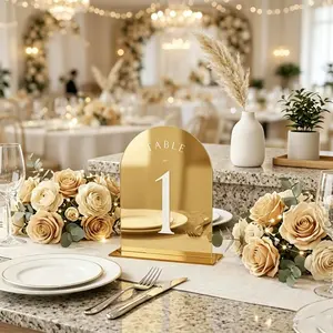 Acrylic Wedding Sign, Table Number Signs for Restaurants, Events, Parties, Team Building, Arc Shape with Stand, 1-40