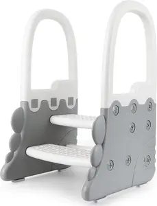GAOMON Toddler 2-Step Stool with Handrails, Kids Step Stool for Bathroom Sink and Toilet Potty Training Kitchen Counter, Toddler Step ladder Learning Helper with Non-Slip Pads,Grey