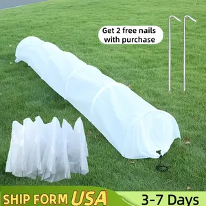 Portable Tunnel Greenhouse Frost Cover - Multipurpose Cold Protection and Insulation for Garden and Farm Fields, Great for Vegetables, Flowers, Non-Woven Plant Cover Grow Tunnel for Frost and Severe Weather, Heavy Duty Garden Ring Greenhouse Tunnel, White