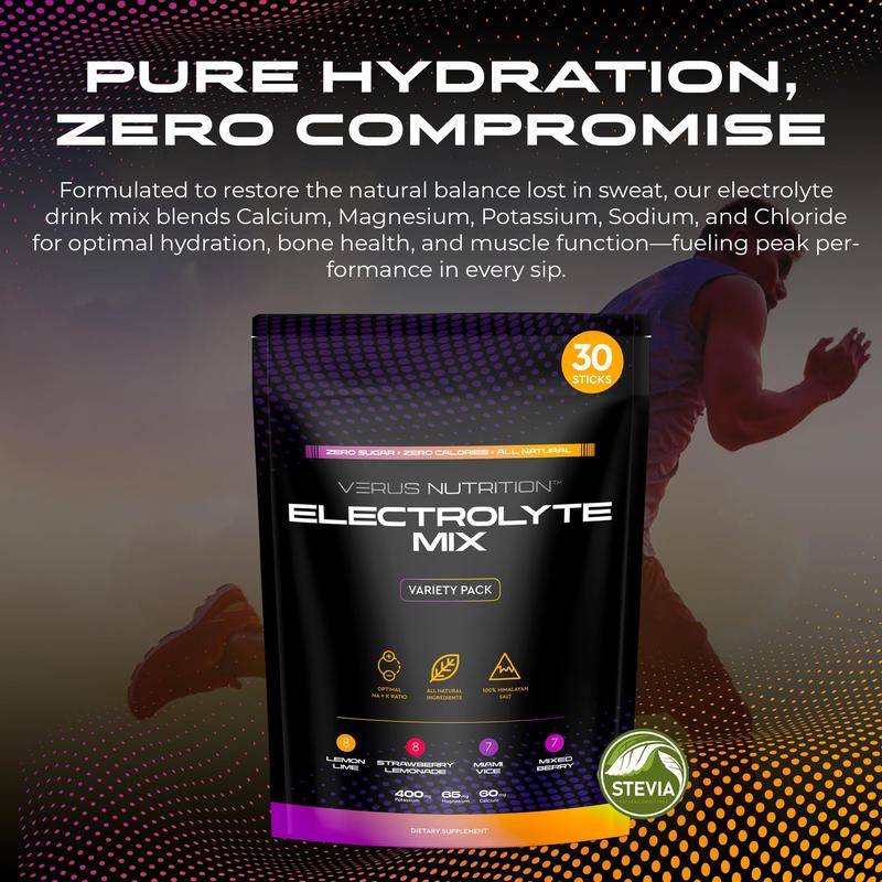 Electrolytes Hydration Sticks No Sugar - Zero Calorie Variety Pack | Sugar Free Electrolytes for Keto & Vegan | Natural Ingredients Electrolyte Mix for Energy Boost, 30 Servings