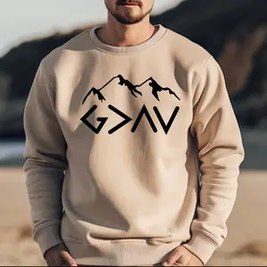 God Is Greater Than The Highs And Lows Men's Christian Sweatshirt Classic Menswear Pullover Soft Long Sleeve