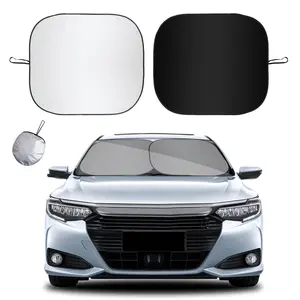 2 PCS Windshield Sun Shade Reflective Fabric, 31''×28" Foldable Auto Front Window Sunshade Protection, 99% UV Rays and Sun Heat Blocker and Keeps Your Vehicle Cool, Universal Car Accessories