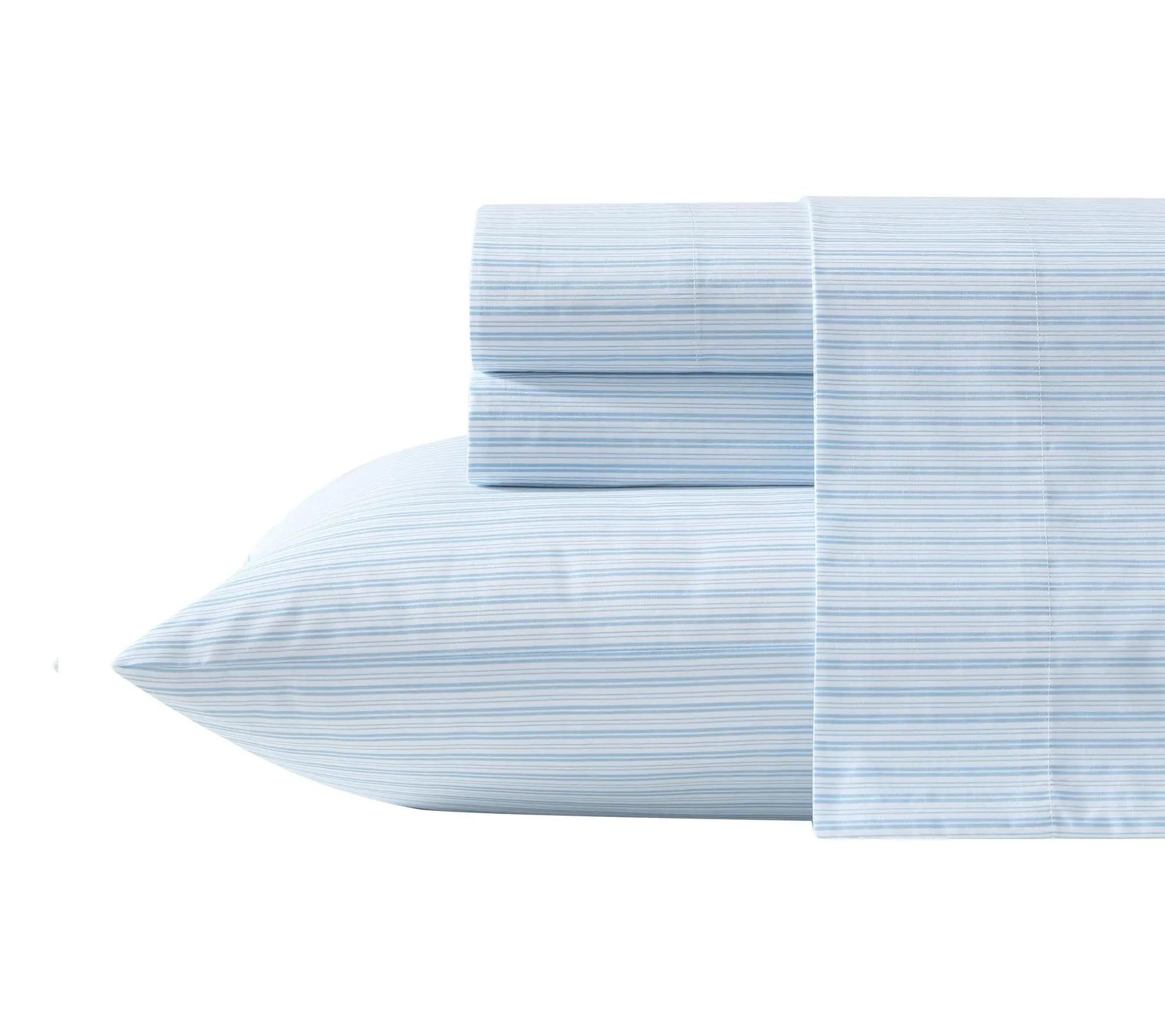 Laura Ashley Bedford Stripe Blue Cotton King Sheet Set
