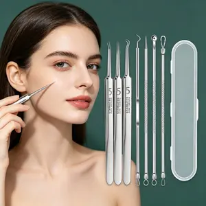 Stainless Steel Blackhead Remover Tweezers Kit with Storage - Professional Acne Needle, Pimple Popper Tools, Precision Curved & Straight Tips for Deep Facial Cleansing, Salon-Quality Extractor Set