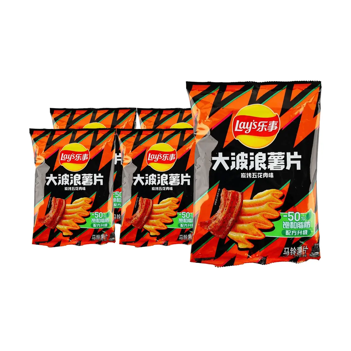 Lay's Crispy Potato Chips, Korean BBQ Flavor, 5-Bag Value Pack, 70g Each, Snack Food for Parties & Gifting