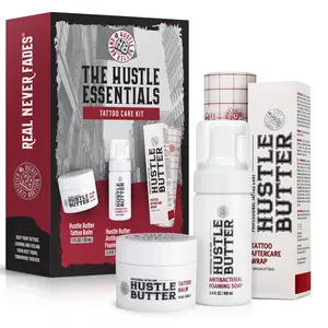 Hustle Butter Tattoo Aftercare Kit - Tattoo Balm, Antibacterial Soap, and Aftercare Wrap - TSA-Friendly Balm & Soap - Easy Removal, Mess-Free Wrap