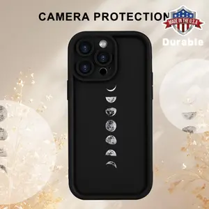 Moon Phase Pattern High-End Soft Protective Case for iPhone 11/12/13/14/15/16 Plus Pro Max Mini - Shockproof & Durable Camera Cover Made in USA
