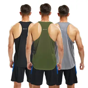 3-Pcs Training Bodybuilding Vest Men's Sleeveless Top Running Muscle Vest Breathable Y-back Shirt Gym Exercise Outdoor Cycling Work Out Athletic Sport