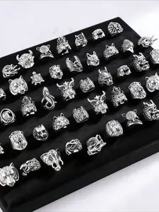10-Piece Retro Gothic Silver Ring Set! Unique Punk Skull Design, Retro Silver Finish, Bold Avant-Garde Style. Ideal for streetwear lovers, cool gift options, Shop Now