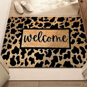 1pc Leopard Print Welcome Indoor Mat, Stylish Non-Slip Polyester Rug for Entryway and Boutique Decor, Chic American Luxury Home Decor, Animal Print Rug