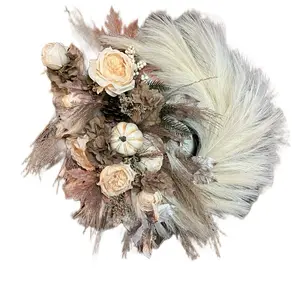 Boho Wreath with Feathers and Floral Elements as Described