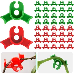 40-Pack 90° Plant Training Clips - Low Stress LST Clips for Stronger Stems, Red/Green Plastic Supports for Indoor/Outdoor Gardening