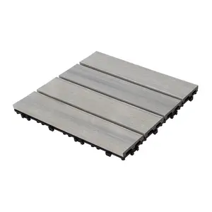 YYDS Patio Floor Tiles Pack of 22  WPC Wood-Plastic Composite Patio Deck Tiles DIY Interlocking Decking Tiles, Quick Deck Floor Tile, Court Tile, Water Resistant Indoor Outdoor -11.8" SKYGREY