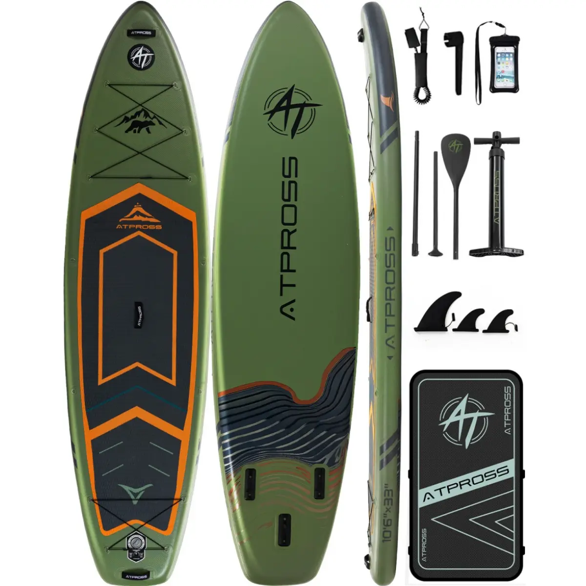 [DealsForYouDays] Sport Inflatable Stand-Up Paddleboard, 10'6''x33'' Extra Wide 400lbs Inflatable Water Craft, Anti-Slip EVA Deck, Premium Accessories Kit, Multi-Purpose Outdoor Board for Yoga, Fishing, Outdoor Paddle
