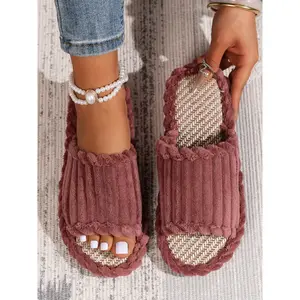 Women's Comfortable Slip-On No-Lace Slippers Indoor, Soft Fabric Upper, Cushioned Rubber Sole for Year-Round Home and Outdoor Use