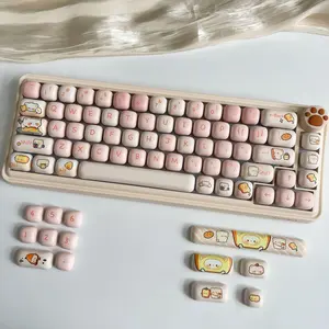 141 Key Bread Bear Theme Pbt Keycaps, Dye Sublimation Process, Mog Profile, Compatible with Mx Axes, for 61/64/68/87/96/104/108 Keyboards
