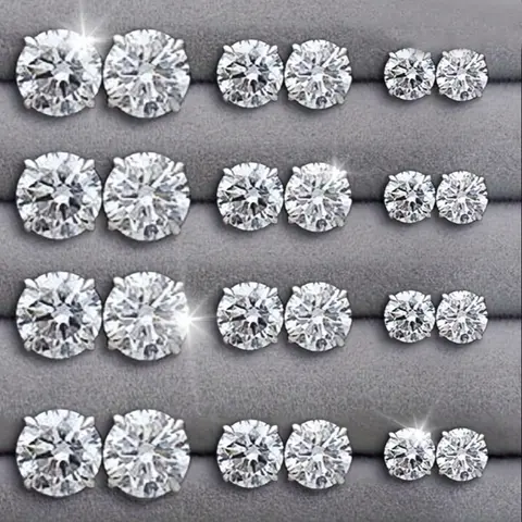 Zircon Heart and Square Stud Earring Set, Sparkling Zircon, Unisex Jewelry Gift for Men and Women, Ideal for Christmas, Halloween and Valentine's Day, Artificial Zircon Earrings, Earrings Studs, Stud Earring Pack