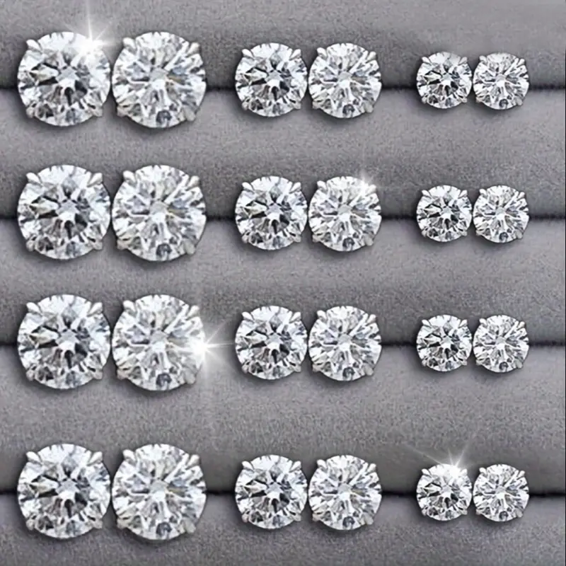 Zircon Heart and Square Stud Earring Set, Sparkling Zircon, Unisex Jewelry Gift for Men and Women, Ideal for Christmas, Halloween and Valentine's Day, Artificial Zircon Earrings, Earrings Studs, Stud Earring Pack
