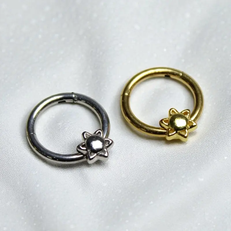 16g Sunflower Nose Ring Clicker - Gold, Silver Options - Flowers-Inspired Stylish Septum Piercing Body Jewelry