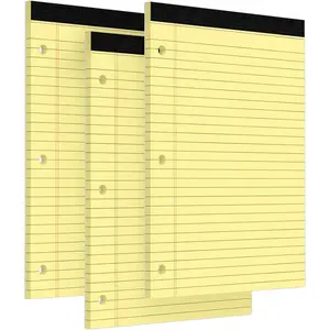3 Hole 8.5 x 11 Legal Pad 3 Pack Yellow Wide Ruled Lined Notepads with Binder Holes 30 Sheets/Pack Ideal for School Home Office
