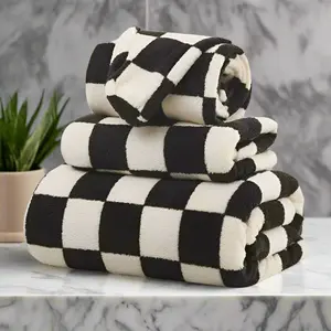 Black & White Checkered Terry Towel Set