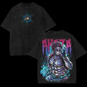 valentine shirts Akaza Upper Moon Rank 3 v5 Demon Slayer Kimetsu No Yaiba anime manga game Washed 2 sided printed graphic tees Shirts Streetwear Menswear men villain unisex gift shirt vintage merch streetwear t-shirt clothes
