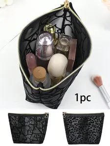 Heart Leopard Print Makeup Bag, Handbag, Fashion Transparent Wash Bag, Cosmetic Storage Pouch, Travel Essential, Beach Concerts, Makeup Organizer Pouch