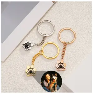 Projection keychain Custom Cat Dog Pet Photo Keyring Memory Jewelry