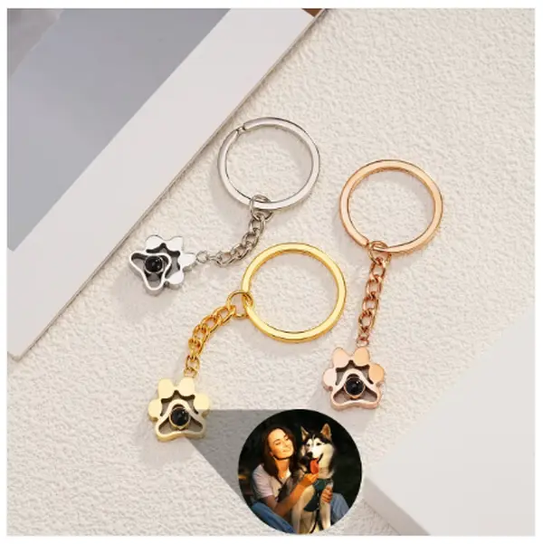 Projection keychain Custom Cat Dog Pet Photo Keyring Memory Jewelry