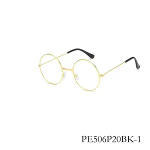 Gold Round Metal Eyeglasses, Retro Style Clear Lens Frame for Men