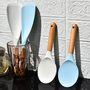 Premium Silicone Rice Spatula - Non-Stick Flexible Flat Paddle, Heat-Resistant & Dishwasher Safe, Food Grade Kitchen Tool for Cooking & Serving Wooden Spoon