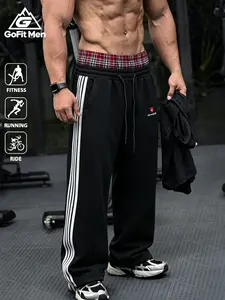 Men's Vintage Plaid Heart Print Loose Fit Jogger Pants, Breathable High Waist Adjustable Drawstring, All Season Sportswear, Sweatpants