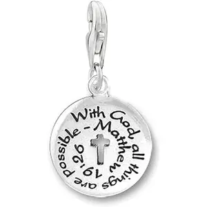 Sexy Sparkles Charm – “With God All Things Are Possible” Pendant, Clip-On with Lobster Clasp, Zinc Alloy, Fits Chain Link Bracelets & Necklaces.