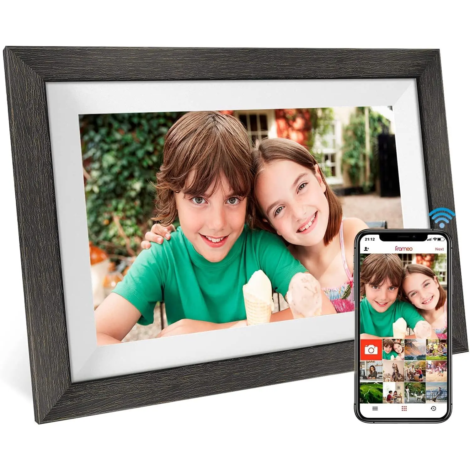 Frameo 10.1 Inch WiFi Digital Picture Frame,1280 * 800IPS HD Cloud  Digital Photo Frame,32GB Storage, Wall Mountable, Auto-Rotate,Easy to Share Photos or Videos via FRAMEO APP ( Frame)