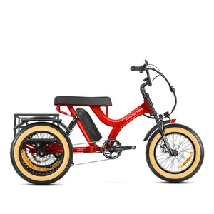 ADDMOTOR HEROTRI Electric Tricycle for Adults, 750W 85Miles Electric Trike, 48V 20AH Etrike, Duall Suspension 20'' Fat Tire Ebike, 3 Wheel Electric Bike, Rear Motor Differential, Banana Seat